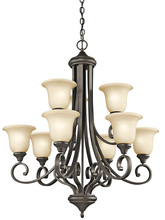 Kichler 43159OZ - Monroe 37.75" 9 Light 2 Tier Chandelier with Light Umber Etched Glass in Olde Bronze®