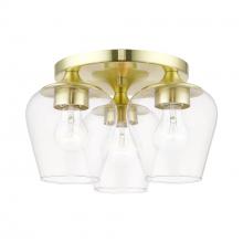 Livex Lighting 46723-12 - 3 Light Satin Brass Flush Mount