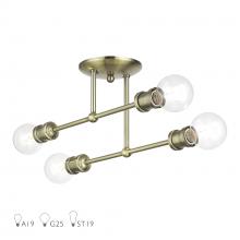 Livex Lighting 47176-01 - 4 Light Antique Brass Large Semi-Flush