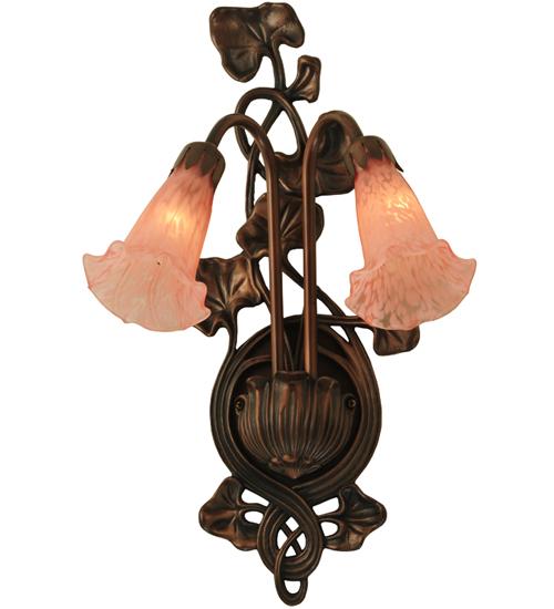 11&#34;W Pink Pond Lily 2 LT Wall Sconce