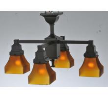 Meyda Green 108063 - 22"W Bungalow Frosted Amber 4 LT Chandelier