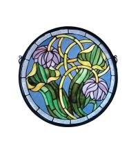 Meyda Green 11093 - 17"W X 17"H Pitcher Plant Medallion Stained Glass Window