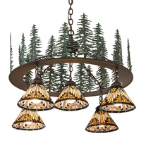 Meyda Green 197163 - 34" Wide Nuevo Mission Tall Pines 5 Light Chandelier