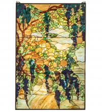 Meyda Green 230806 - 32" Wide X 48" High Tiffany Wisteria & Snowball Window