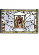 Meyda Green 69502 - 28"W X 18"H Pack Basket Stained Glass Window