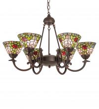 Meyda Green 72651 - 32" Wide Tiffany Rosebush 6 Light Chandelier