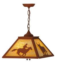 Meyda Green 74033 - 16"Sq Cowboy & Steer Pendant