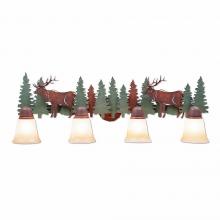 Avalanche Ranch Lighting A32434TT-04 - Lakeside Quad Bath Vanity Light - Elk - Two-Toned Amber Cream Bell Glass - Pine Tree Green