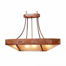 Avalanche Ranch Lighting A41162AL-HR-02 - Ridgemont Chandelier Oval - Fish Cutout - Almond Mica Shade - Rust Patina Finish