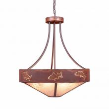 Avalanche Ranch Lighting A41962AL-HR-02 - Ridgemont Chandelier Small - Shade Bottom - Fish Cutout - Almond Mica Shade - Rust Patina Finish