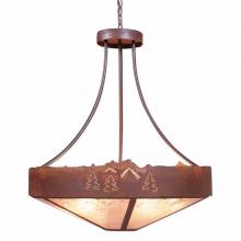 Avalanche Ranch Lighting A42145AL-HR-02 - Ridgemont Chandelier Medium - Shade Bottom - Mountain-Pine Tree Cutouts - Almond Mica Shade