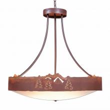 Avalanche Ranch Lighting A42545AF-HR-02 - Ridgemont Chandelier Large - Bowl Bottom - Mountain-Pine Tree Cutouts - Frost White Acrylic Bowl