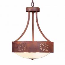 Avalanche Ranch Lighting A44406-02 - Ridgemont Foyer Chandelier Medium - Maple Cutout - Frosted Glass Bowl - Rust Patina Finish