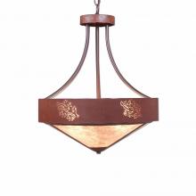 Avalanche Ranch Lighting A44648AL-HR-02 - Ridgemont Foyer Chandelier Large Short - Shade Bottom - Cedar Bough Cutout - Almond Mica Shade