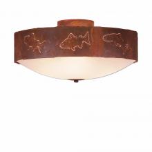 Avalanche Ranch Lighting A47762FC-02 - Ridgemont Close-to-Ceiling Large - Fish Cutout - Frosted Glass Bowl - Rust Patina Finish