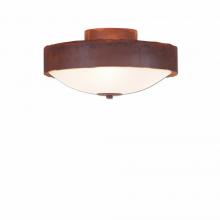 Avalanche Ranch Lighting A47801FC-02 - Ridgemont Close-to-Ceiling Medium - Rustic Plain - Frosted Glass Bowl - Rust Patina Finish