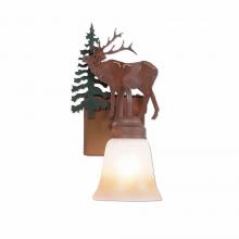 Avalanche Ranch Lighting H14133TT-03 - Wasatch Single Sconce - Mountain Elk - Two-Toned Amber Cream Bell Glass - Cedar Green