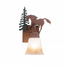 Avalanche Ranch Lighting H14135TT-03 - Wasatch Single Sconce - Mountain Horse - Two-Toned Amber Cream Bell Glass - Cedar Green