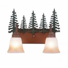 Avalanche Ranch Lighting H32243TT-03 - Wasatch Double Bath Vanity Light - Cedar Tree - Two-Toned Amber Cream Bell Glass - Cedar Green