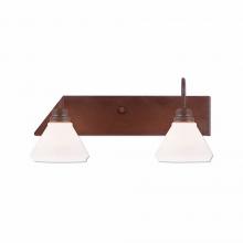 Avalanche Ranch Lighting H34201CW-02 - Cedarwood Double Bath Vanity Light - Rustic Plain - Opal White Cone Glass - Rust Patina Finish