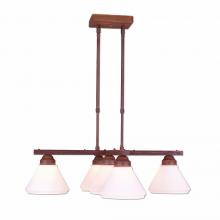 Avalanche Ranch Lighting H43501CW-02 - Cedarwood Chandelier 5 light - Rustic Plain - Opal White Cone Glass - Rust Patina Finish