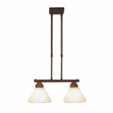 Avalanche Ranch Lighting H43701CW-02 - Cedarwood Kitchen Island Light Double - Rustic Plain - Opal White Cone Glass - Rust Patina Finish