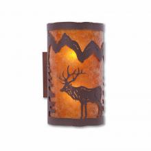 Avalanche Ranch Lighting M19123AM-27 - Kincaid Sconce - Valley Elk - Amber Mica Shade - Rustic Brown Finish