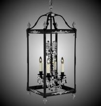 American Brass & Crystal LT2414-OTK-10W-ST - 4 Light 13 inch Extended Square Lantern with Crystal and Glass