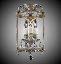 American Brass & Crystal LTFM2208-A-08G-PI - 3 Light 8 inch Semi-Flush Lantern with Clear Curved glass & Crystal