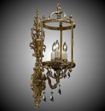 American Brass & Crystal WS2284-ALN-01G-PI - 3 Light 8 inch Lantern Wall Sconce with Clear Curved glass & Crystal