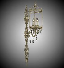 American Brass & Crystal WS2287-ALN-01G-PI - 3 Light 8 inch Extended Lantern Wall Sconce with Clear Curved glass & Crystal