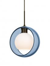 Besa Lighting 1JC-MANABL-BR - Besa Mana Pendant, Blue/Opal, Bronze Finish, 1x60W Medium Base