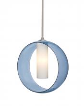 Besa Lighting 1TT-PLATOBL-SN - Besa, Plato Stem Pendant, Blue/Opal, Satin Nickel Finish, 1x60W Medium Base