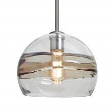 Besa Lighting 1TT-SPIR10SC-EDIL-SN - Besa Spirit 10 Pendant, Smoke/Clear, Satin Nickel Finish, 1x8W LED Filament