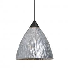 Besa Lighting 1XC-EVESS-BK - Besa Eve Pendant, Stone Silver Foil, Black Finish, 1x50W MAX GY6.35 Base