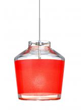 Besa Lighting 1XT-PIC6RD-SN - Besa Pendant Pica 6 Satin Nickel Red Sand 1x50W Halogen