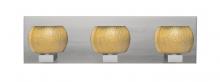 Besa Lighting 3WF-KENOGD-SN - Besa, Keno Vanity, Gold Sand, Satin Nickel Finish, 3x60W Halogen