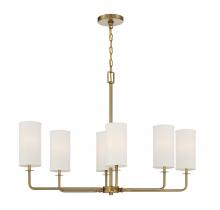 Savoy House 1-1756-6-322 - Powell 6 LT Linear Chandelier in Warm Brass