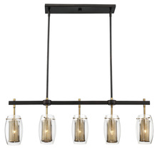 Savoy House 1-9061-5-95 - Dunbar 5-Light Linear Chandelier in Warm Brass with Bronze Accents