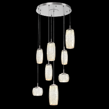 Hammerton CHB0091-08-SN-A-C01-L3 - Vessel 8pc Round Multi-Pendant-Satin Nickel-Amber Blown Glass-Cloth Braided Cord-LED 3000K