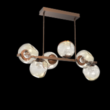 Hammerton PLB0086-T6-BB-FA-001-L3 - Luna 6pc Twisted Branch-Burnished Bronze-Floret Inner - Amber Outer-Threaded Rod Suspension-LED