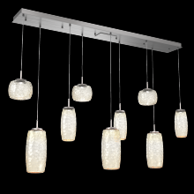 Hammerton PLB0091-09-SN-A-C01-L3 - Vessel 9pc Linear Multi-Pendant-Satin Nickel-Amber Blown Glass-Cloth Braided Cord-LED 3000K