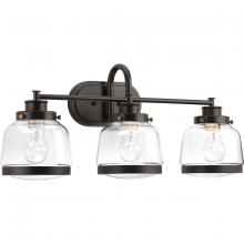 Progress P300082-020 - Judson Collection Three-Light Antique Bronze Clear Glass Farmhouse Bath Vanity Light