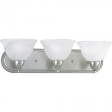 Progress P3268-09 - Avalon Collection Three-Light Brushed Nickel Alabaster Glass Traditional Bath Vanity Light