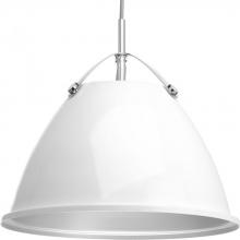 Progress P500052-030 - Tre Collection One-Light White White Metal Shade Coastal Pendant Light