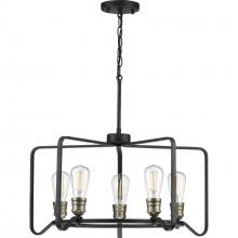 Progress P400153-071 - Foster Collection Five-Light Gilded Iron Farmhouse Chandelier Light