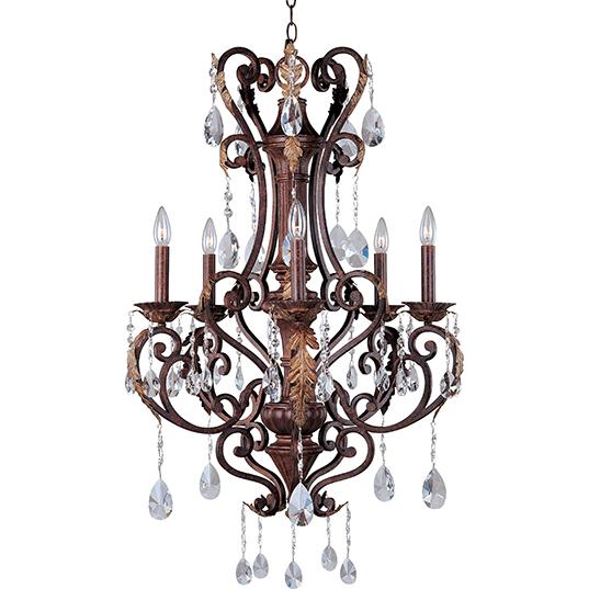 Five Light Auburn Florentine Up Chandelier