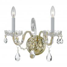 Crystorama 1032-PB-CL-S - Traditional Crystal 2 Light Swarovski Strass Crystal Polished Brass Sconce