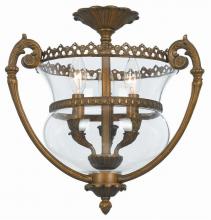 Crystorama 5791-AB - Crystorama 3 Light Brass Glass Ceiling Mount III