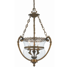 Crystorama 5793-AB - 3 Light Antique Brass Transitional Pendant